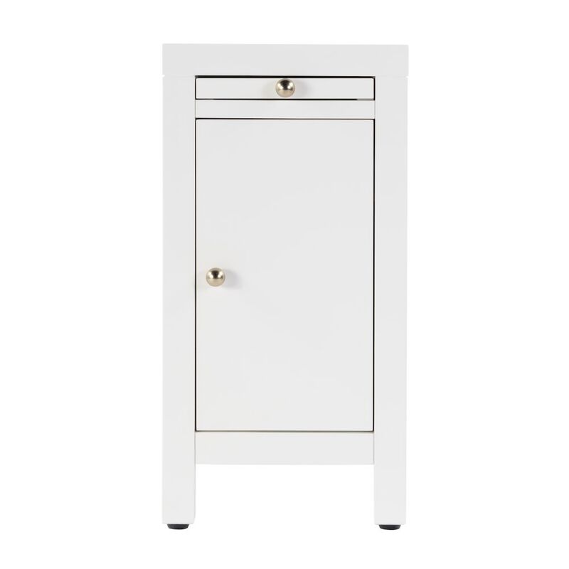 Butler Specialty Nora 12 in. W Rectangular Wood 1 Door Narrow End Table with Pull-Out Tray, White