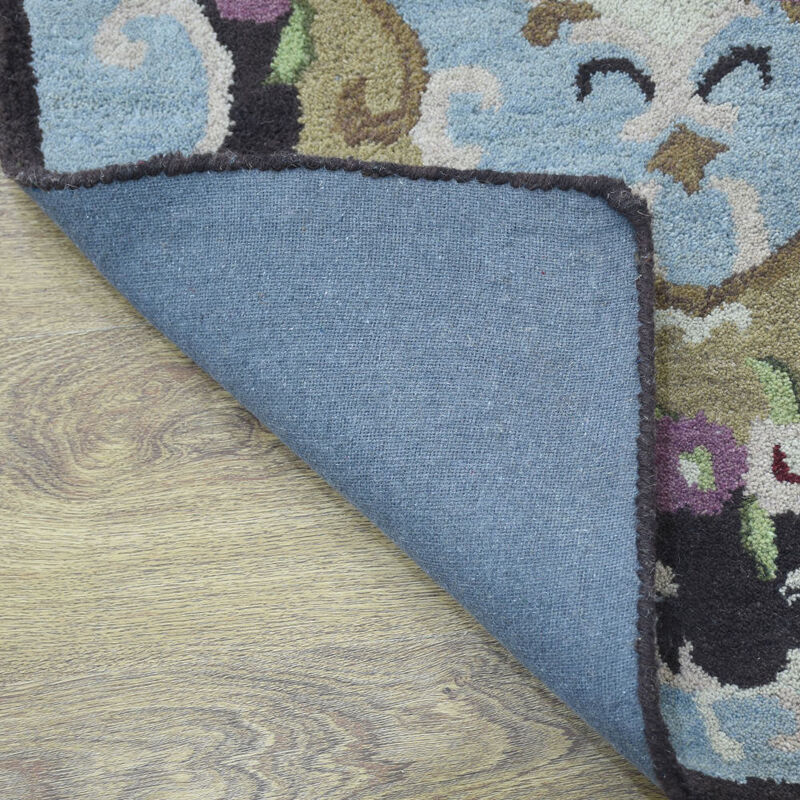 RUGSOTIC CARPETS HAND TUFTED WOOL ECO-FRIENDLY AREA RUGS  - Runner Shape, Beige & Blue, Classic Oriental Traditional  Design, High Pile Thick Handmade Anti Skid Area Rugs (K00S04) image number 3