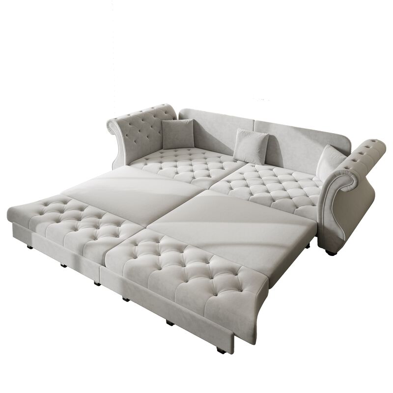 TATEUS Chesterfield Velvet Sofa Bed image number 6