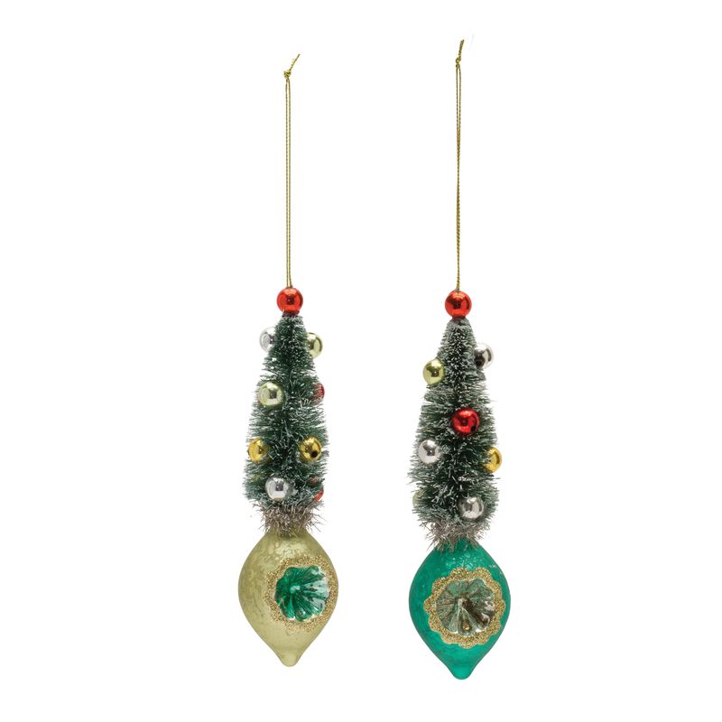 Pine Tree Reflector Drop Ornament (Set of 12) – Festive Christmas Decorations with Pine Tree Design and Reflective Finish