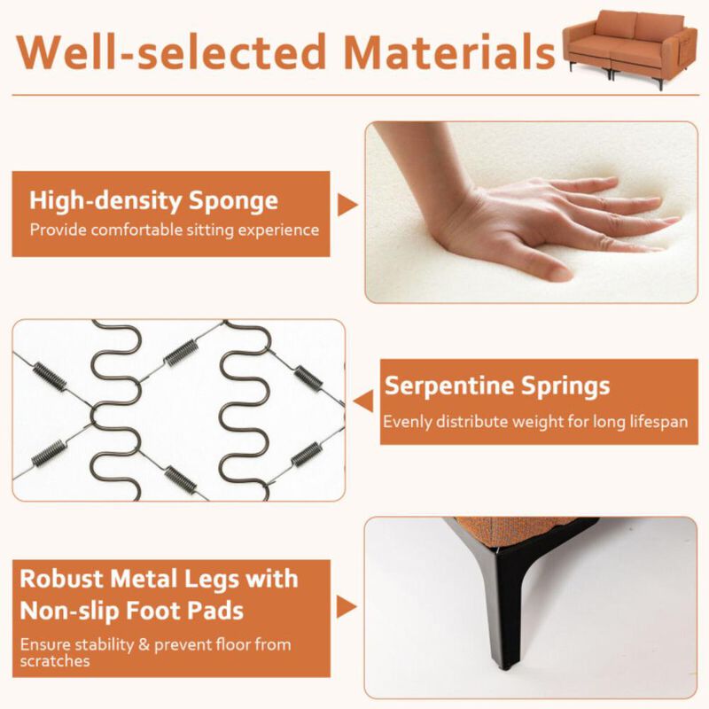 Hivvago Modern Loveseat Sofa Couch with Side Storage Pocket