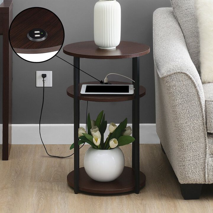 Convenience Concepts Designs2Go Simon 3 Tier End Table with USB Ports