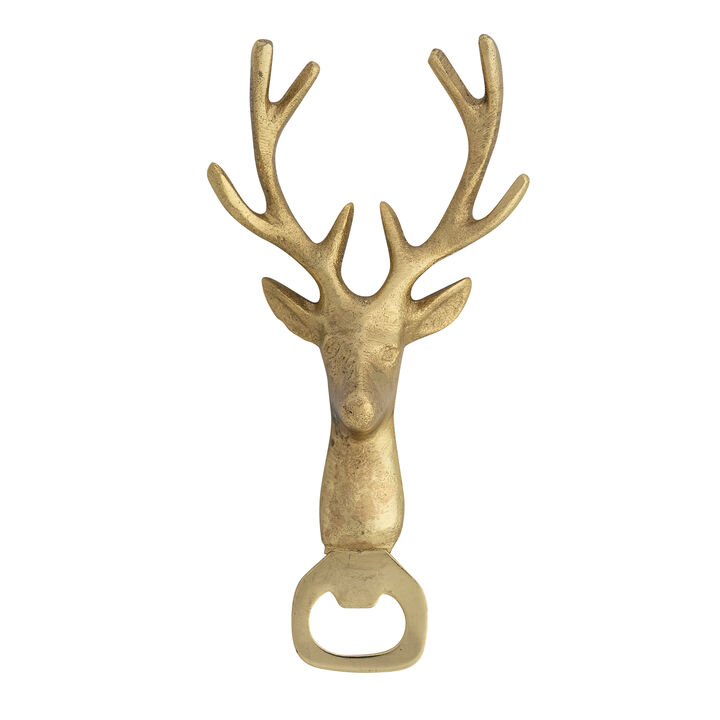 Golden Reindeer Cast Aluminum Bottle Opener