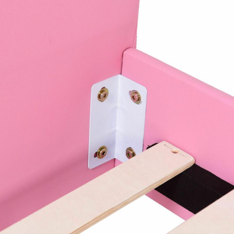 Hivvago Twin Size Upholstered Platform Toddler Bed with Wood Slat Support