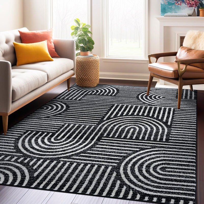 World Rug Gallery Bohemian Stipre Arch Design Area Rug:  Geometric,  Rectangle,  Low Pile,  Stain & Fade Resistant image number 1