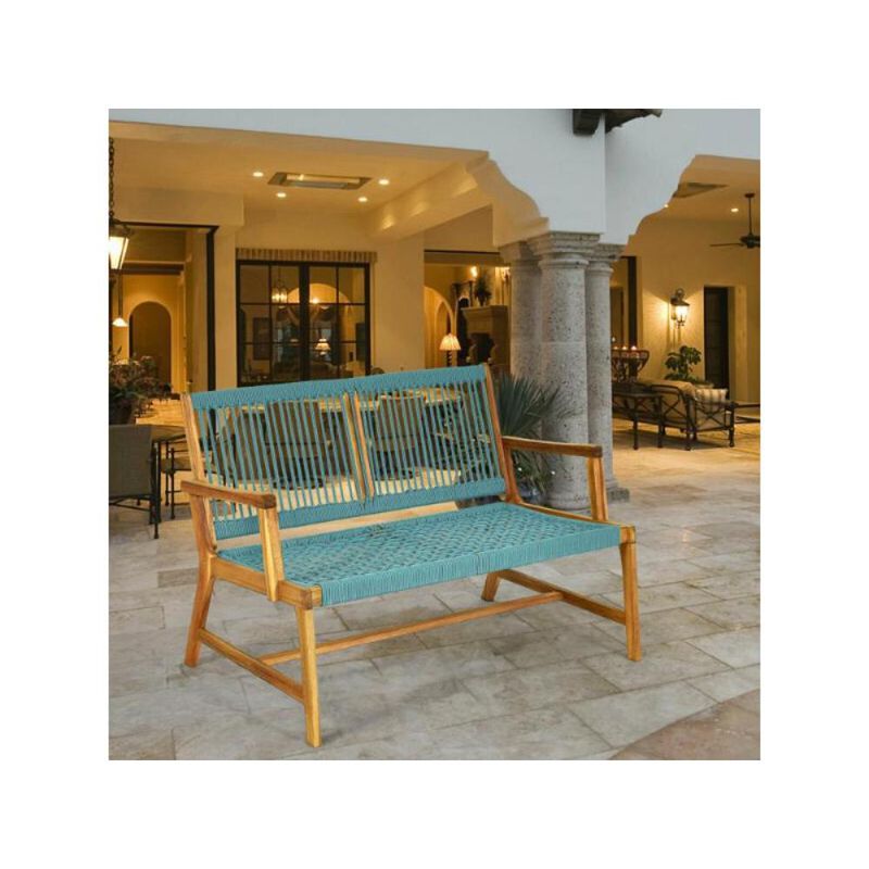 Hivvago 2-Person Acacia Wood Yard Bench for Balcony and Patio