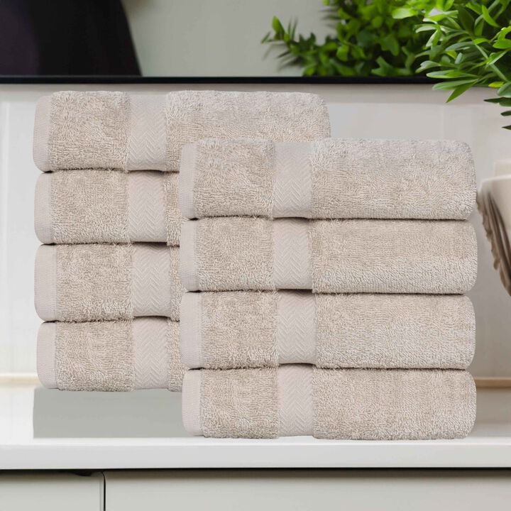 Absorbent Cotton Hand Towel Set of 8 for Bathroom, Spa and Kitchen Use