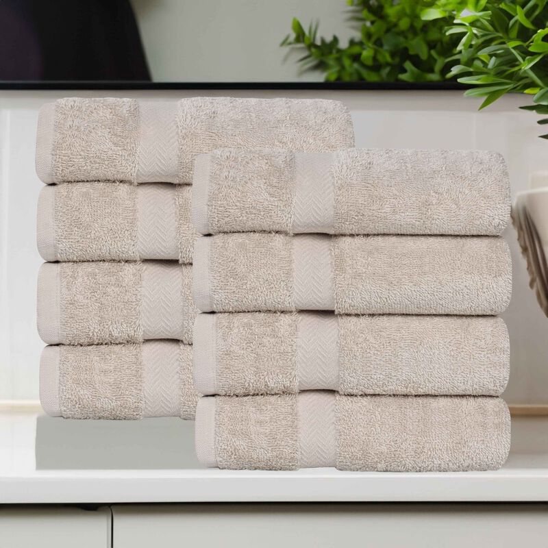 Absorbent Cotton Hand Towel Set of 8 for Bathroom, Spa and Kitchen Use image number 1