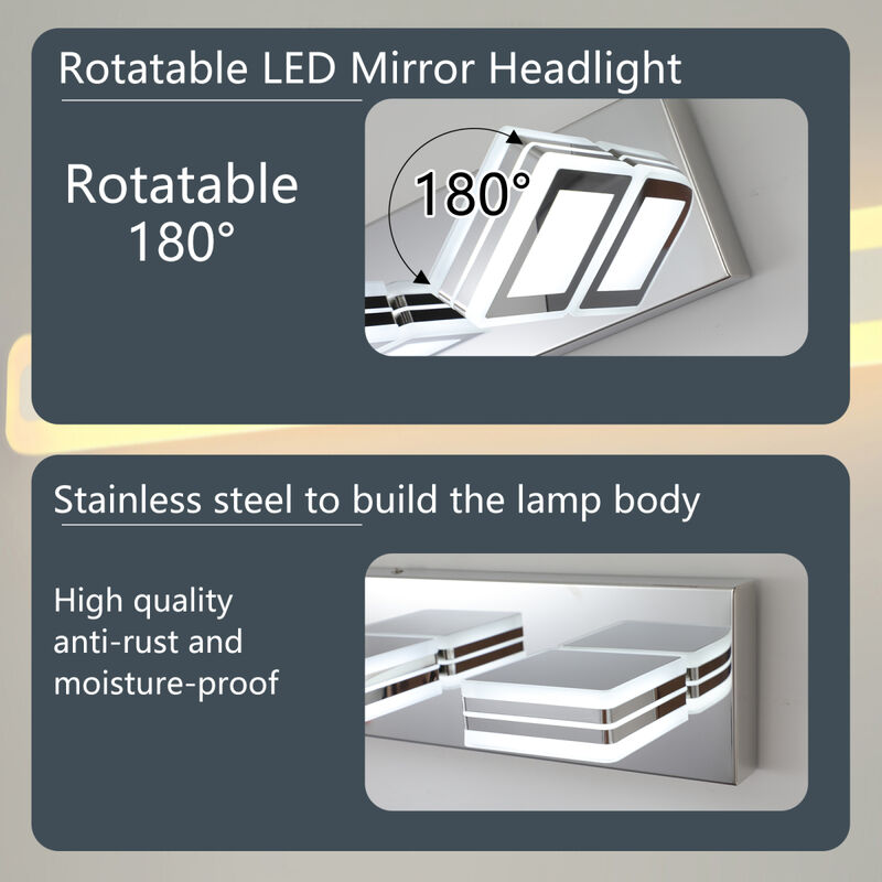 LED Modern Chrome Makeup Light, 6-Lights Acrylic Chrome Makeup Mirror Light