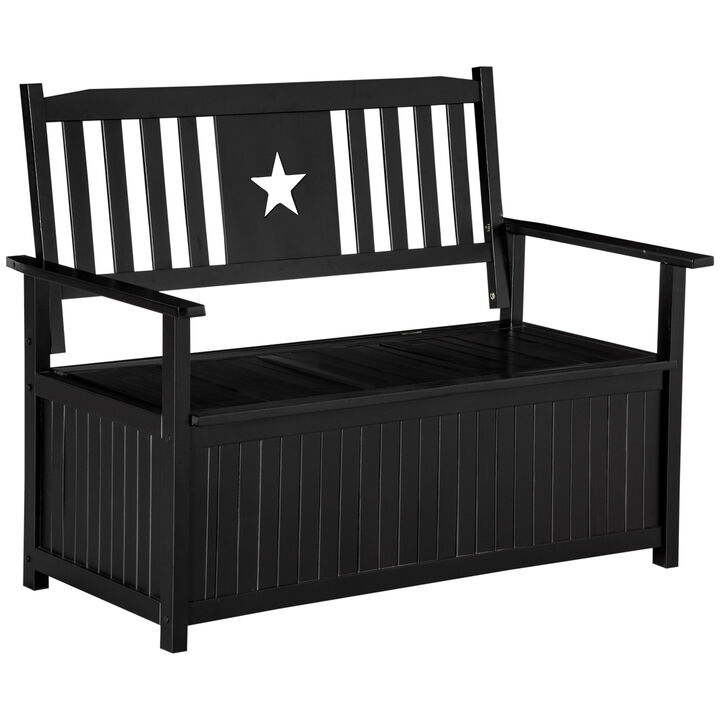 Outsunny Outdoor Storage Bench, 43 Gallon Deck Box with Armrests, Outdoor Storage Box for Patio Furniture Cushions and Garden Tools, Black