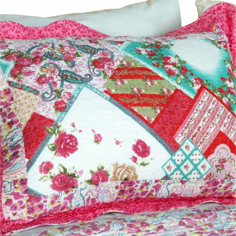 3-Piece Cotton Vermicelli Quilted Printed Quilt Set with Matching Shams image number 4