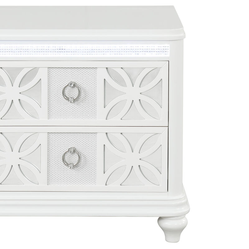Havressa Patterned 2-Drawer LED Nightstand image number 9
