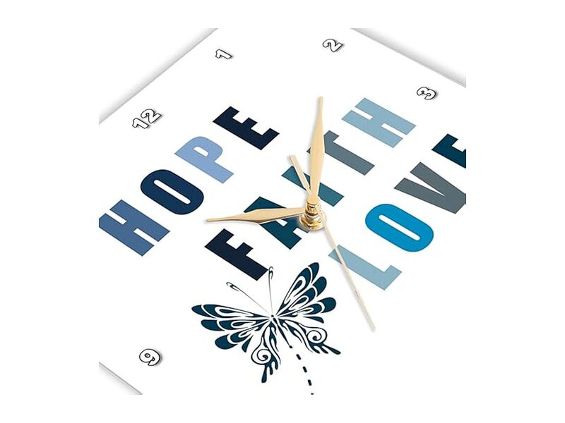 Blue Butterfly Inspirational Hope Faith Wall Clock 13 Inch Home Decor image number 3