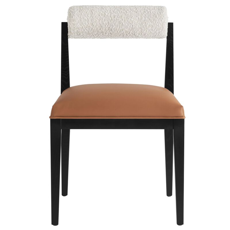 Modway Kai Upholstered Dining Chair with Wood Legs in Pearl Tan Black - Modern Dining Room Chair with Boucle Fabric Backrest and Faux Leather Seat - Wood Fabric Side Chair for Dining Room, Kitchen image number 7