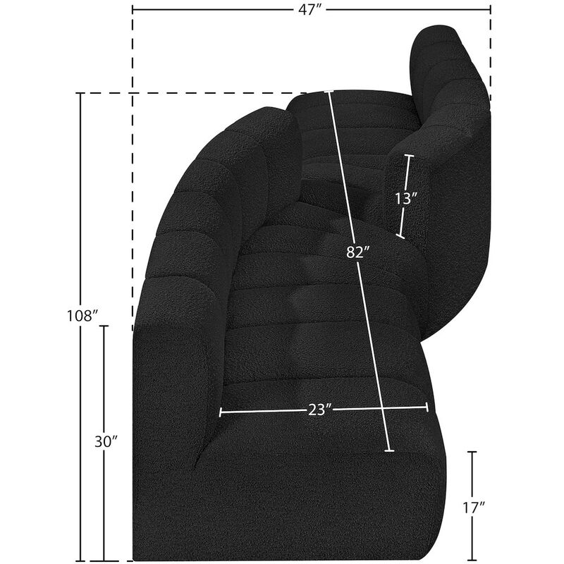Meridian Furniture Arc Black Boucle Fabric Modular Sofa