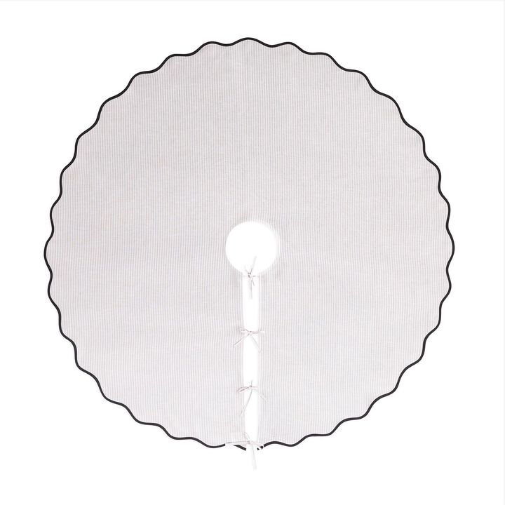 Solino Home 100% Pure Linen Red Stripe - Stripe Linen Christmas Tree Skirt