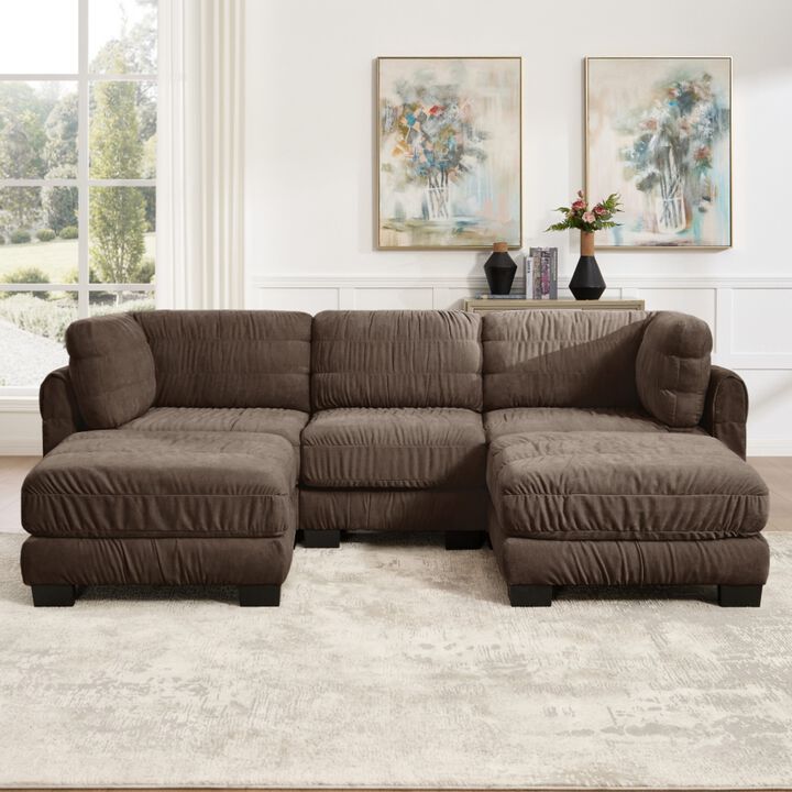 Fukwis Chenille Ruched Modular Sectional Sofa