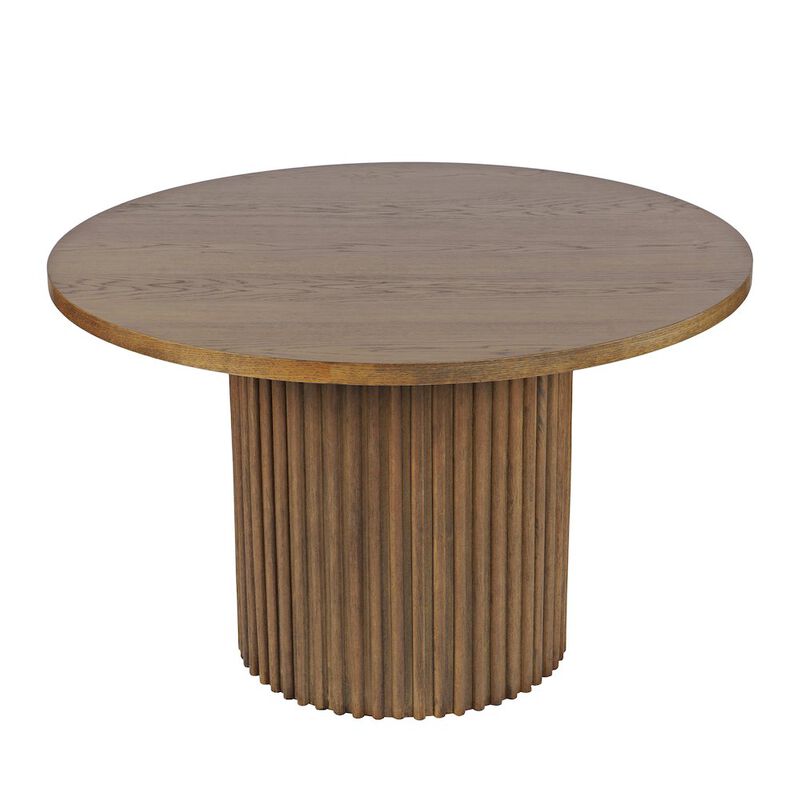 Jofran Auden 48 Round Mid-Century Modern Fluted Pedestal Base Dining Table