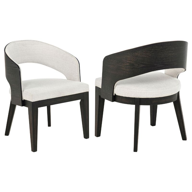 Lina Dining Arm Chair Set of 2, Cream Barrel Back, Brunished Black image number 0