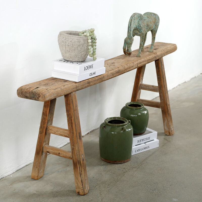 Vintage Reclaimed Entryway Bench in Natural Wood image number 4