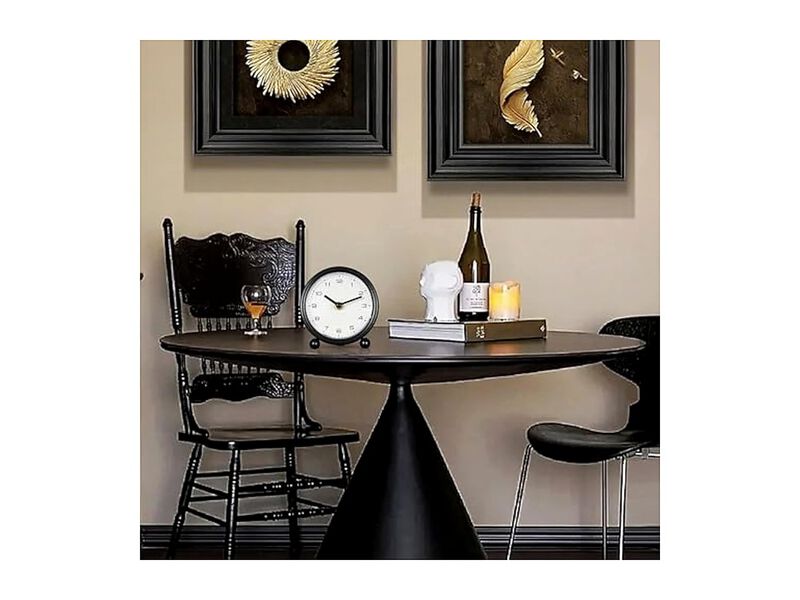 Retro Desk Metal Table Classical Bedside Wall Clock 1 Inch Silent Black image number 2