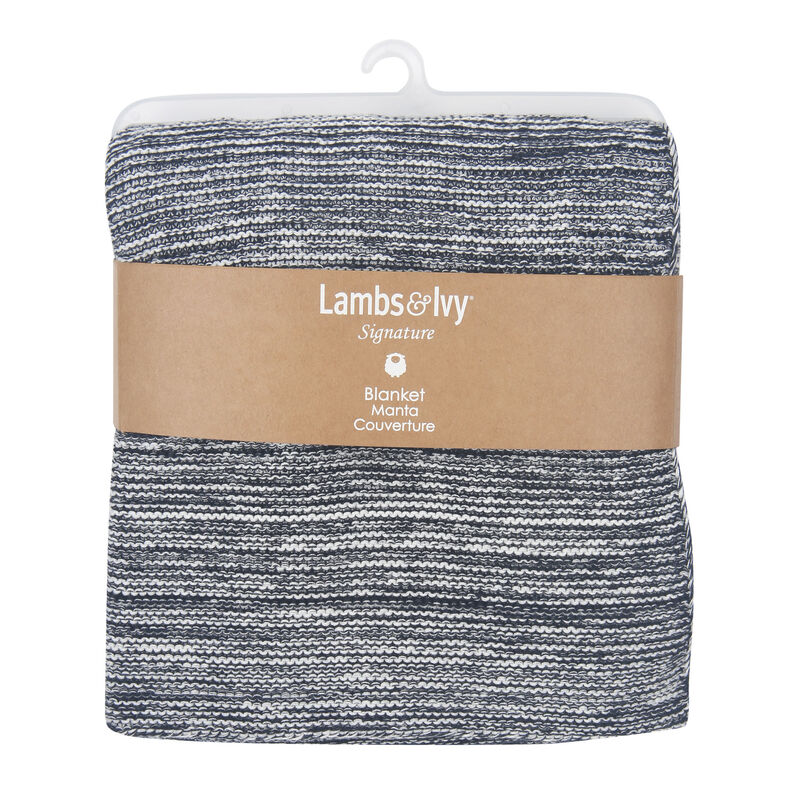 Lambs & Ivy Signature Blue/White 100% Cotton Marl Textured Knit Baby Blanket