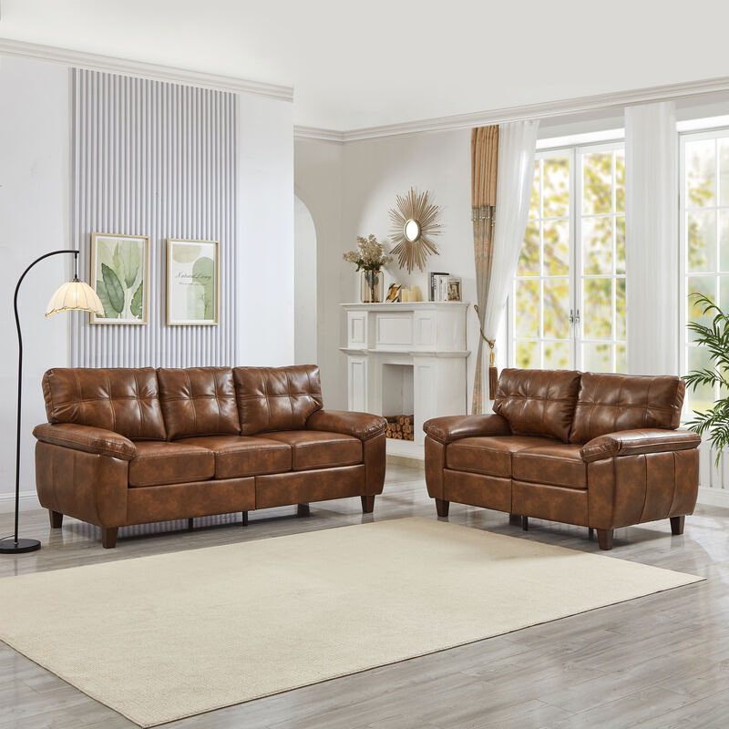 Hufe PU Leather 2 Pieces Sofa image number 1