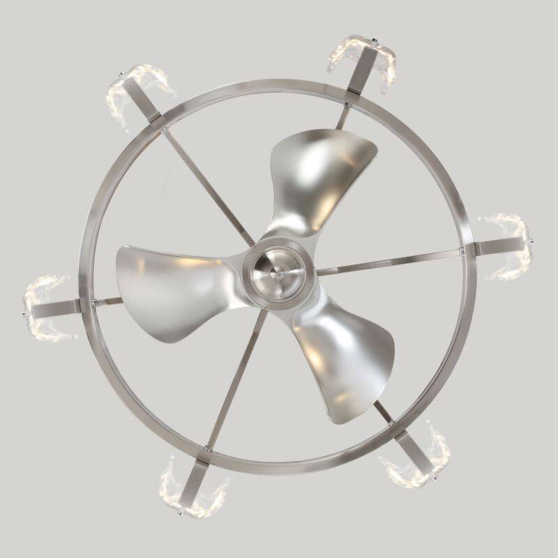 34" Modern Nickel 6-Light Ceiling Fan with Remote Control