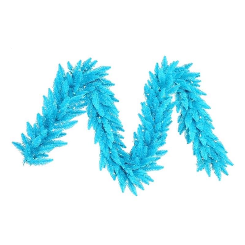 Vickerman 9' Sky Blue Artificial Christmas Garland, Blue Dura-Lit LED Lights. - Faux Fir Christmas Garland - Indoor Seasonal Home Decor image number 0