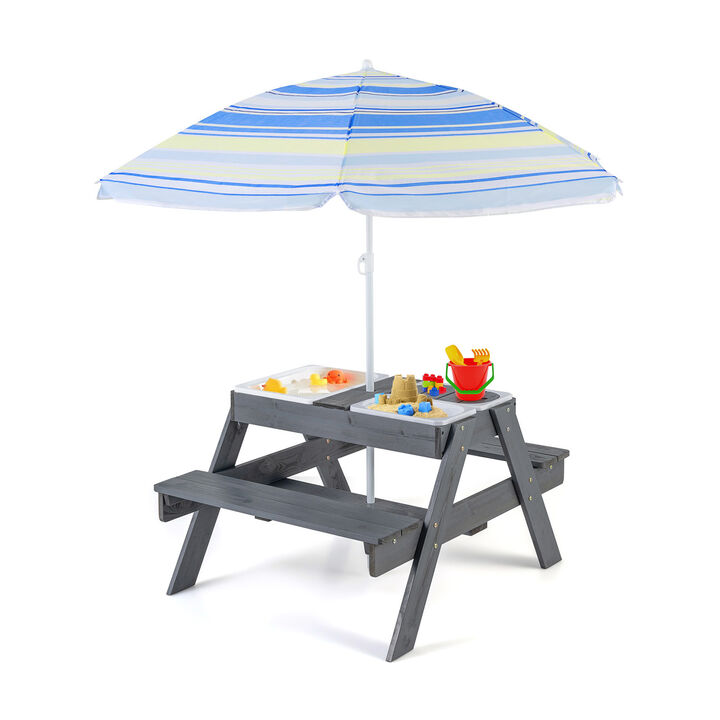 Kids Picnic Table Set with 3 Removable Bins – Fun and Functional Outdoor Play Table with Storage