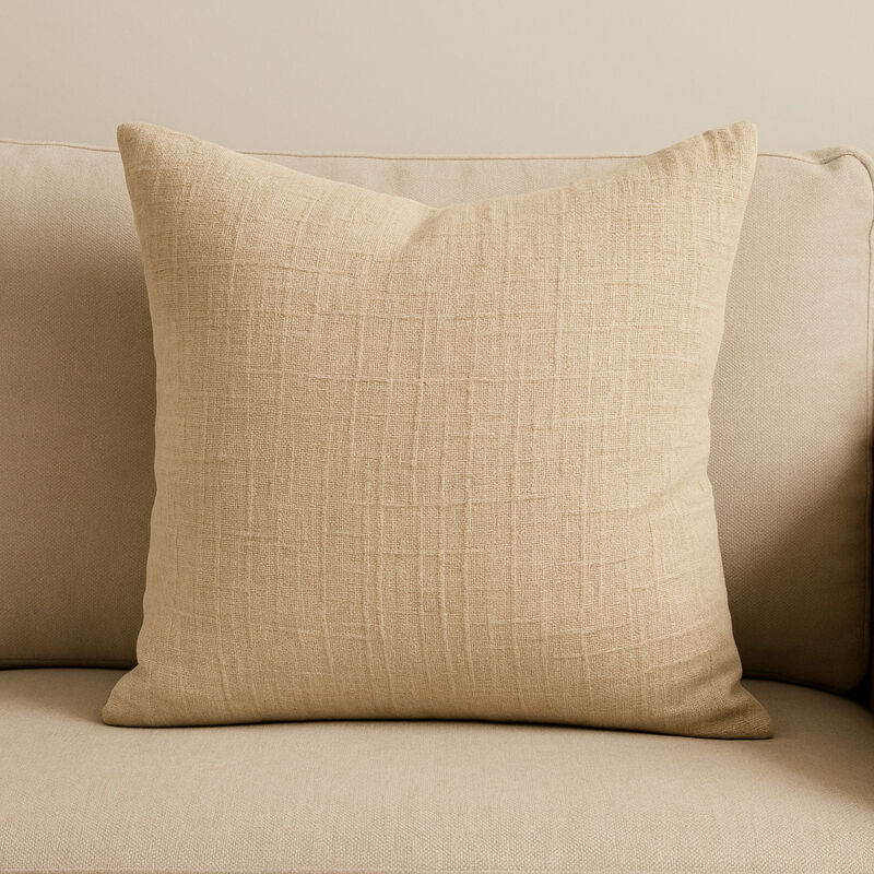 HomeRoots 22" Beige Cotton Blend Throw Pillow Cover with Texture image number 1