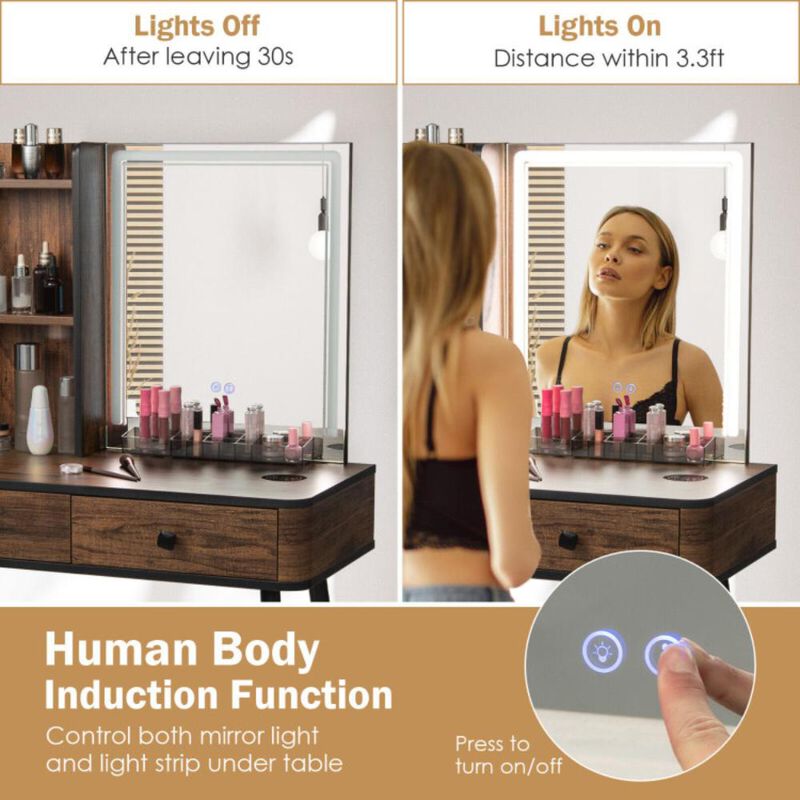 Hivvago Vanity Makeup Table Set with Lighted Mirror
