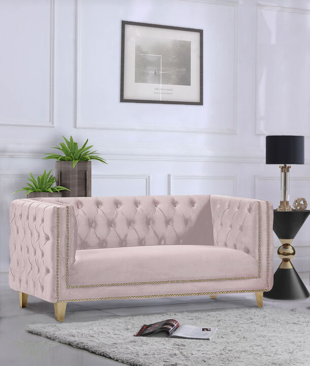 Meridian Furniture Michelle Pink Velvet Loveseat
