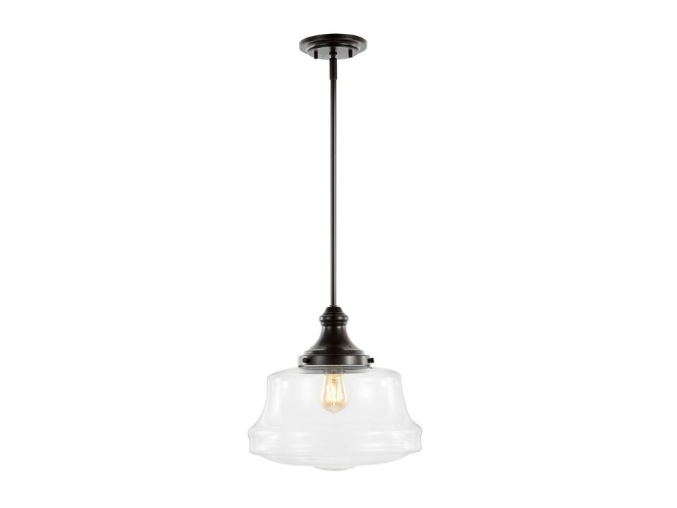 Schoolhouse 1-Light Bohemian Farmhouse Iron/Glass LED Pendant