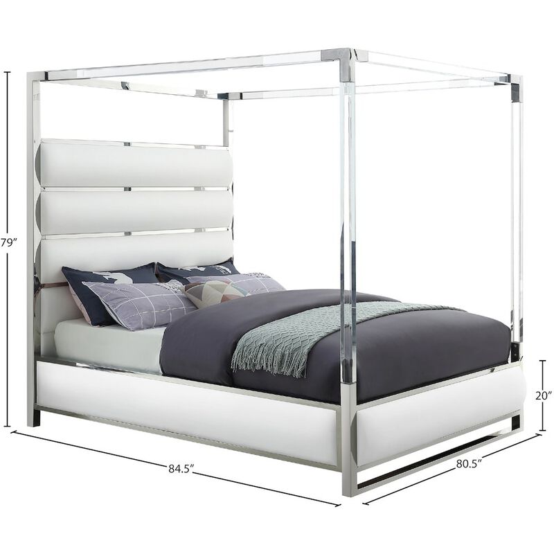 Meridian Furniture Encore White Vegan Leather King Bed
