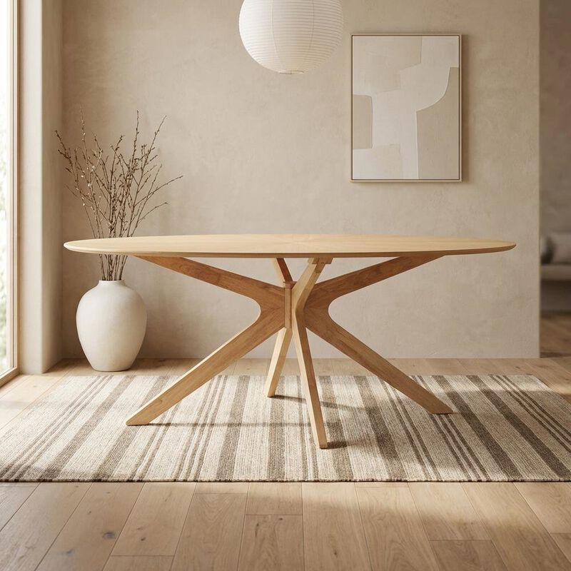 Black Oval Wood Dining Table, Modern Style, Seats 8 image number 3