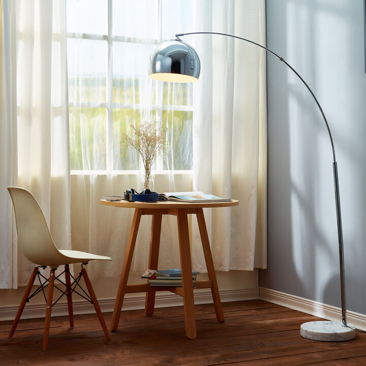 Teamson Home - Arquer Arc Floor Lamp With Chrome Finished Shade And White Marble Base