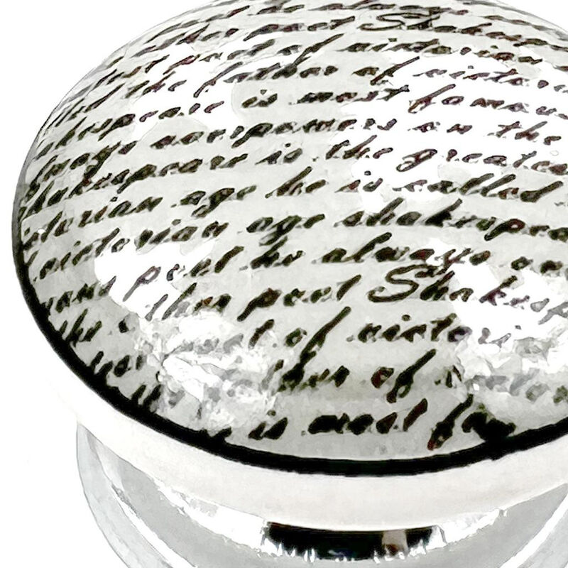 HomeRoots Set of Six White Poetic Script Ceramic Drawer Pull Knobs image number 5