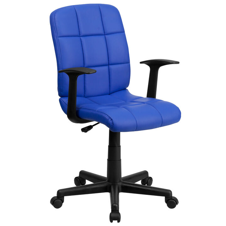 Clayton Mid-Back Quilted Vinyl Swivel Task Office Chair with Arms