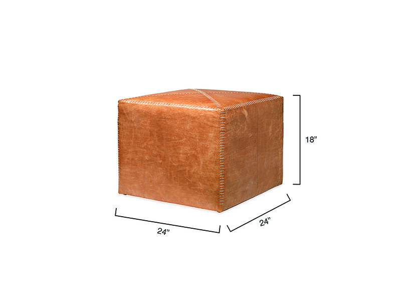 Buff Leather Large Ottoman