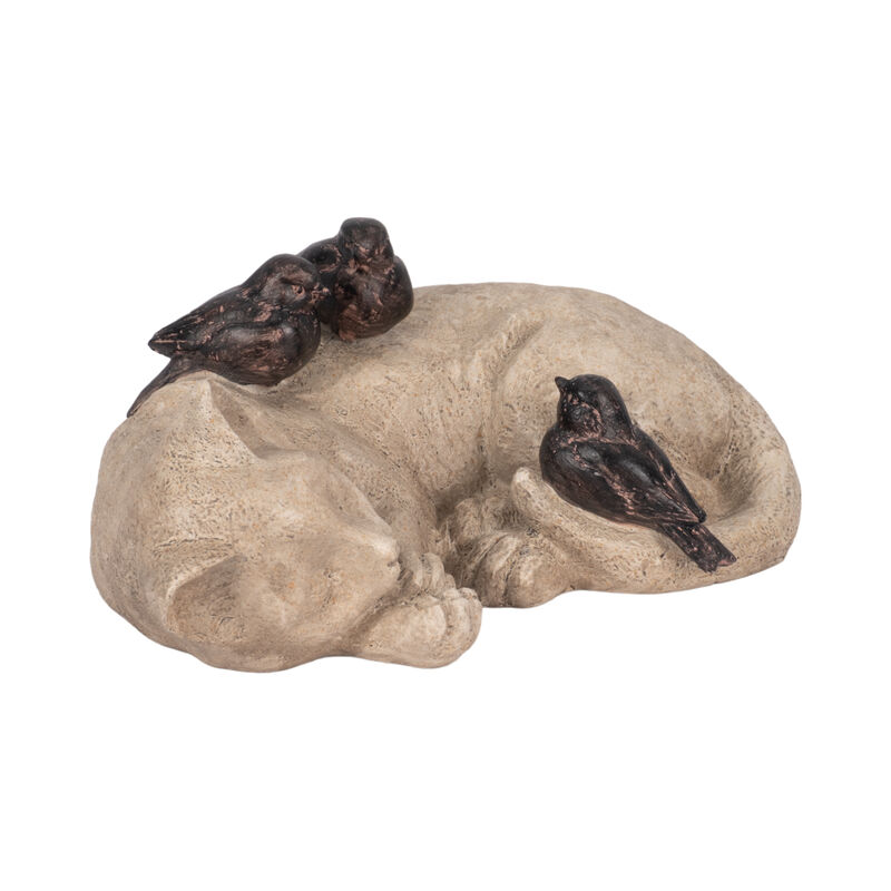 12" Sleeping Kitty With Birds image number 1