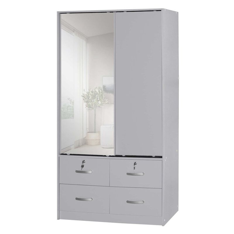 Double Sliding Door Wardrobe with Mirror