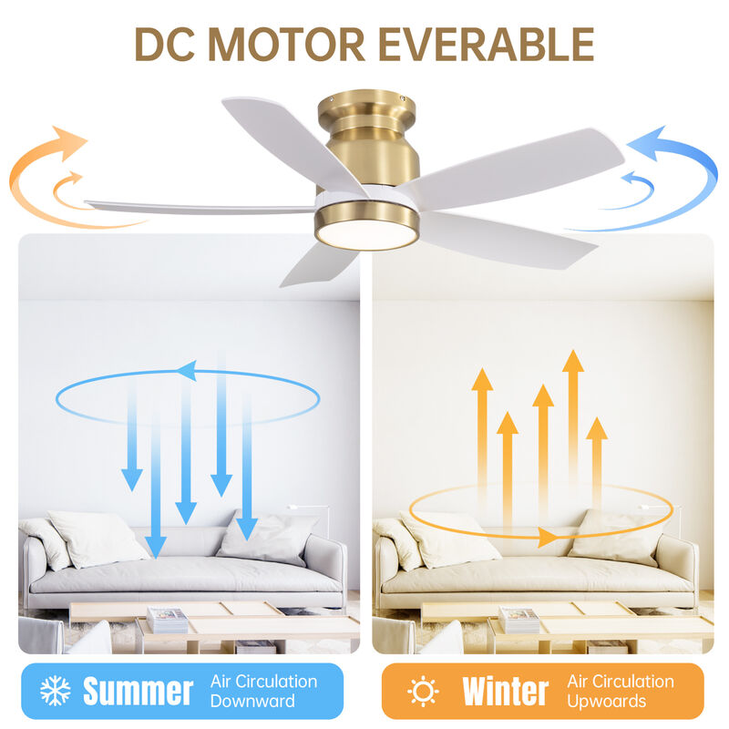 ELEMENT ACE 42 Inch Flush Mount Ceiling Fan with Dimmable LED Light and Remote Control image number 4