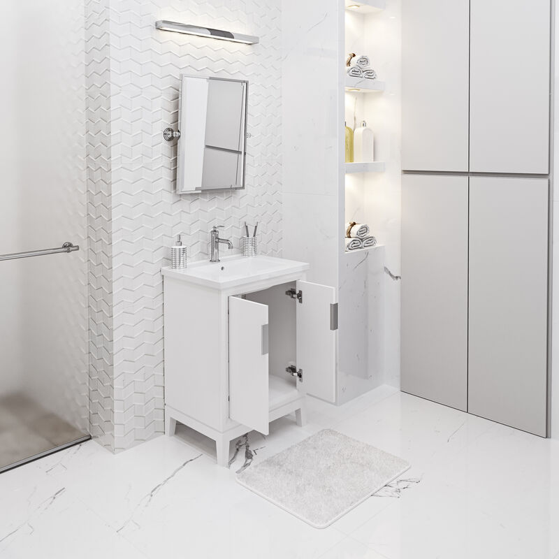 Elise 24 In. Integrated Ceramic Sink Top Vanity in Pure White