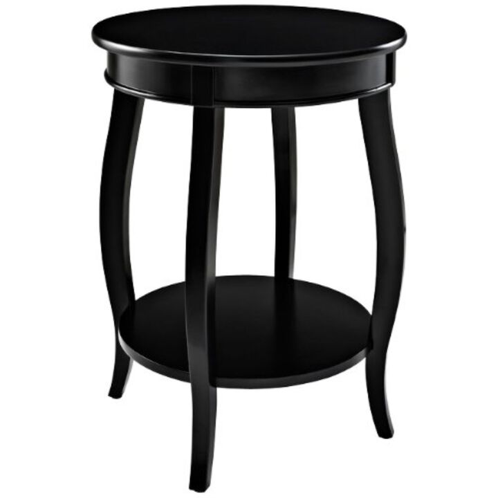 Powell Furniture Round Table with Shelf, Black