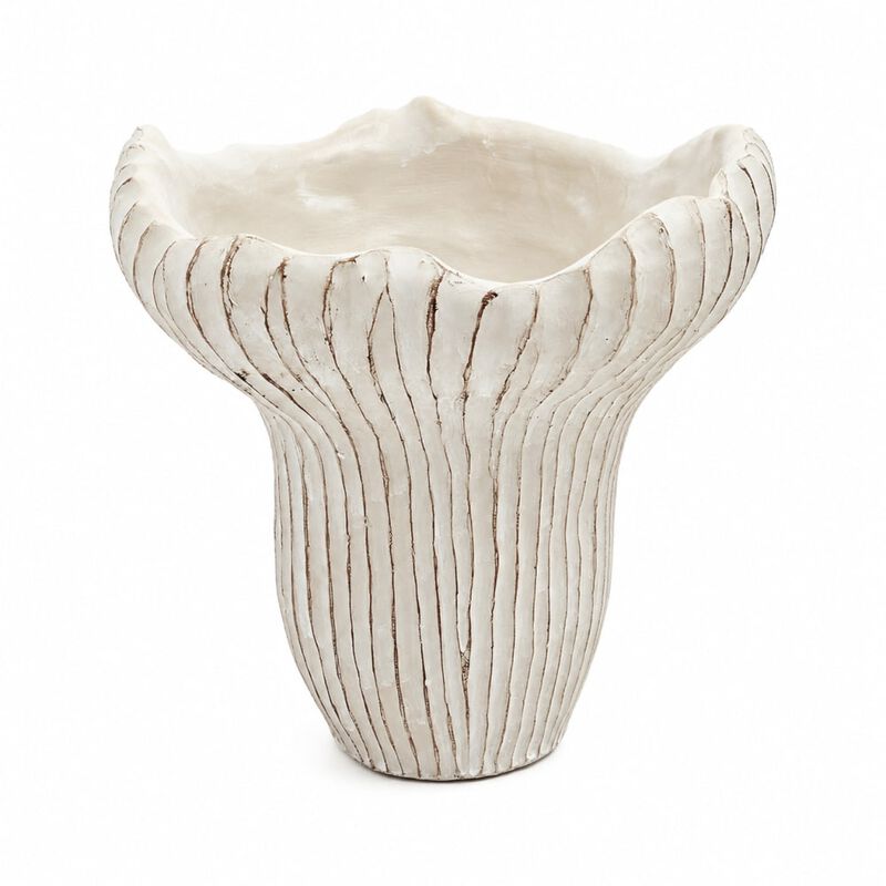 WOW PIONEER 9.3x9x8.7" Sand and Cement Coral Planter with Textured Beige Finish image number 0