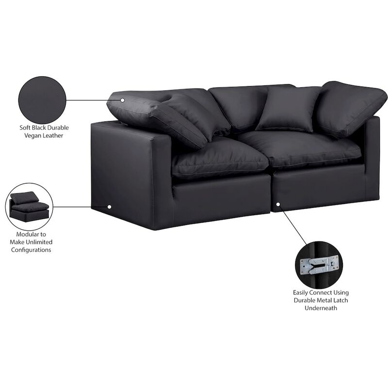 Meridian Furniture Indulge Black Vegan Leather Modular Sofa