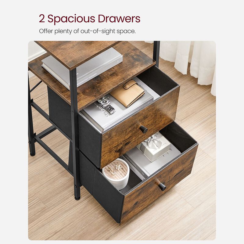 Tall Nightstand with 2 Fabric Drawers and Shelf &ndash; Space-Saving Storage Table for Living Room or Apartment