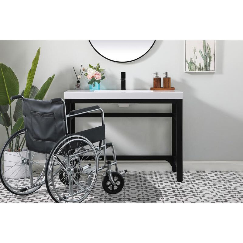 Elegant Kitchen and Bath 42 inch ADA compliant Single bathroom metal vanity in black