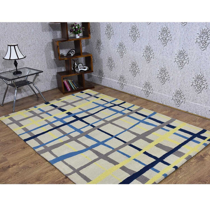 RUGSOTIC CARPETS HAND TUFTED WOOL ECO-FRIENDLY AREA RUGS  - Rectangle Shape, Size, Contemporary Modern Design, High Pile Handmade Area Rugs for Living Room, Bed Room (K03121)
